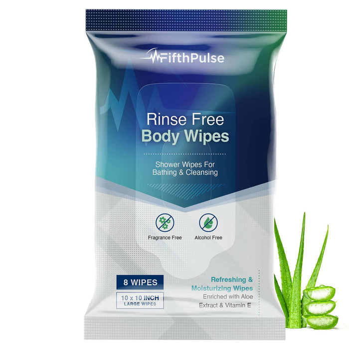 FifthPulse XL Rinse Free Adult Body Wipes for Men and Women