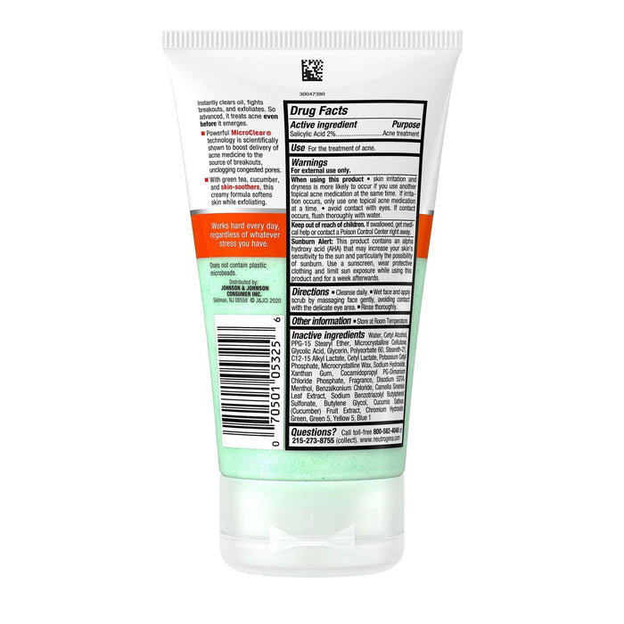 Neutrogena Acne Stress Control Power-Clear Scrub - 4.2 oz - Elvoros