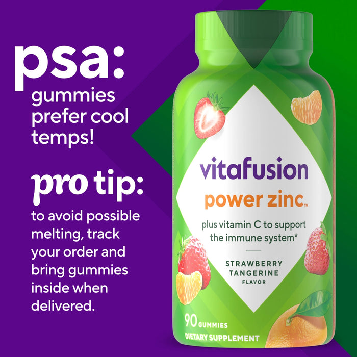 Vitafusion Power Zinc Gummy Vitamin Immune Support Strawberry Tangerine
