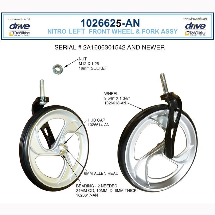 Drive Medical Front Wheel Bearings Nitro With New Fork