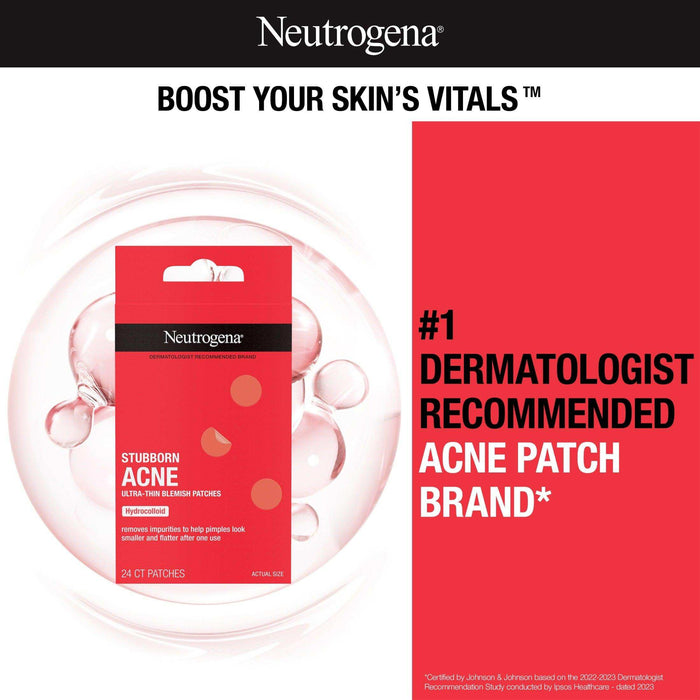Neutrogena Stubborn Acne Blemish Patch Ultra-Thin Hydrocolloid - 24Ct - Elvoros