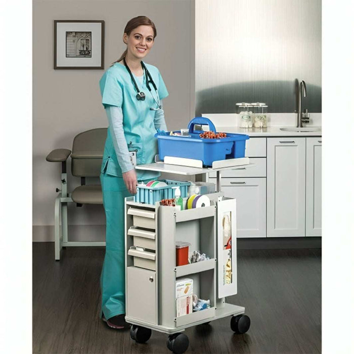 Clinton Slimline Store and Go with Shelves and Drawers Phlebotomy Cart
