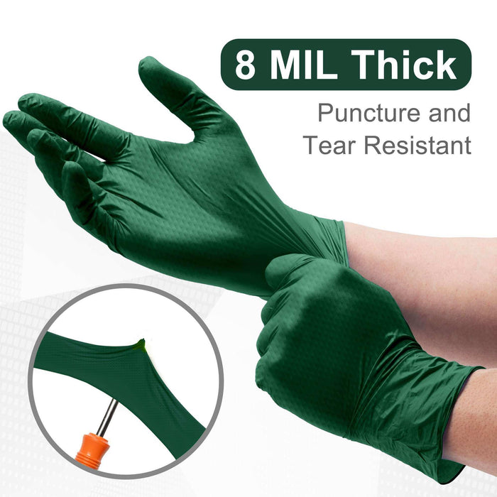 WeCare Diamond Textured 8 Mil Nitrile Gloves Green - Elvoros