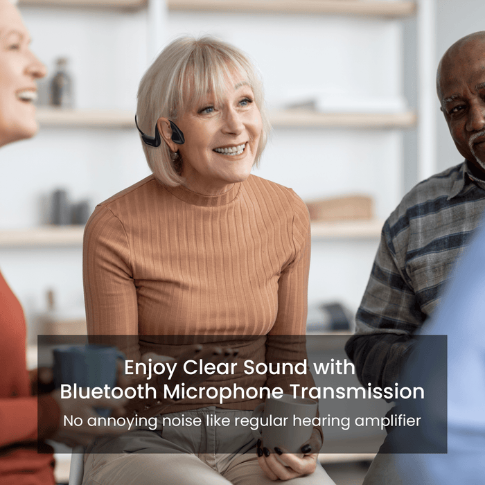 Mimitakara Bluetooth Bone Conduction Headphone Hearing Amplifier with Remote Microphone