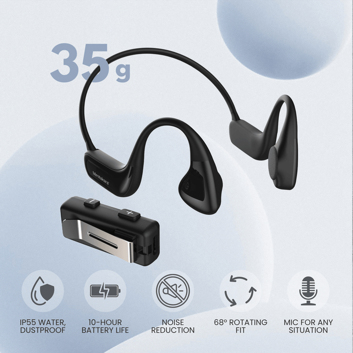 Mimitakara Bluetooth Bone Conduction Headphone Hearing Amplifier with Remote Microphone