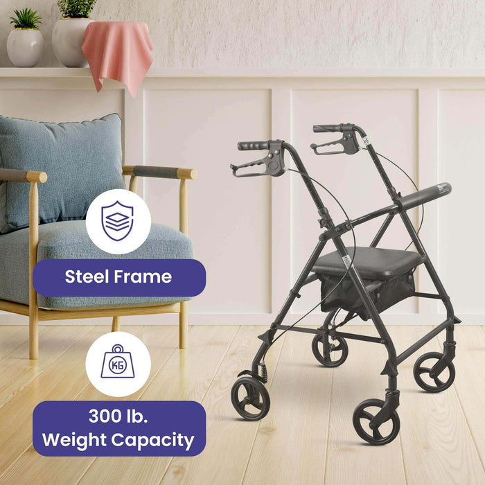 Medacure Steel Rollator Walker with Seat - Elvoros