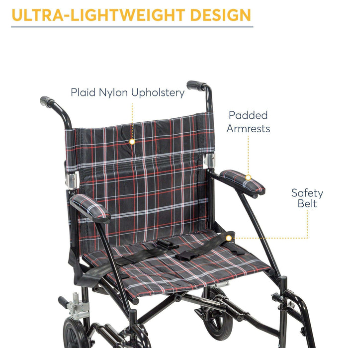 Drive Medical Fly Lite Ultra Lightweight Transport Wheelchair - Elvoros