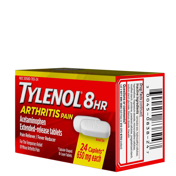 Tylenol 8 Hour Arthritis & Joint Pain Acetaminophen Tablets - 24 Ct - Elvoros