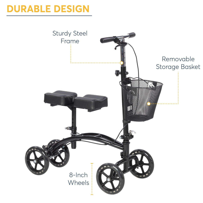 Drive Medical Dual Pad Steerable Knee Walker Knee Scooter with Basket - Elvoros