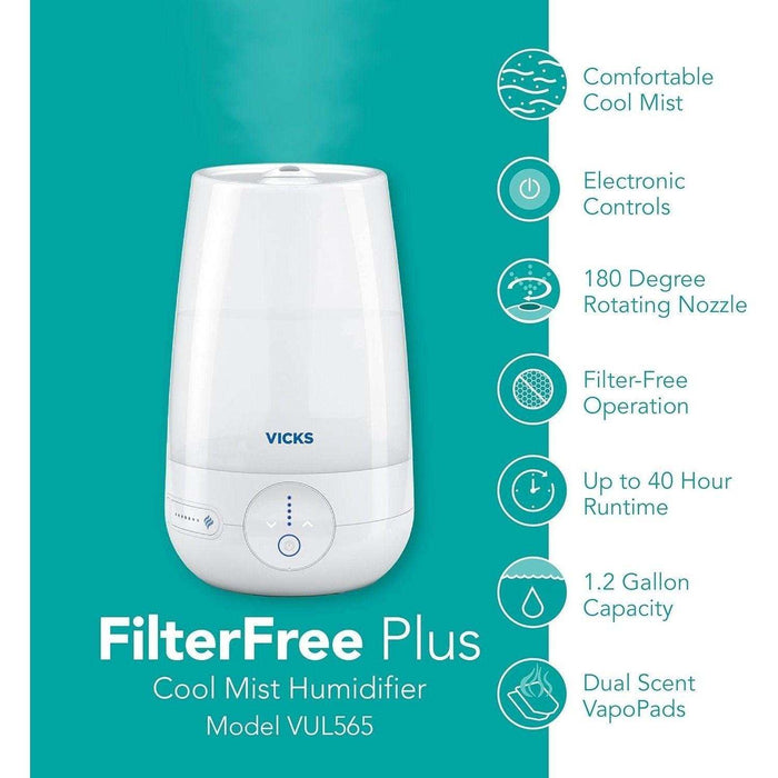 Vicks Filter Free Plus Cool Mist Ultrasonic Humidifier - Elvoros