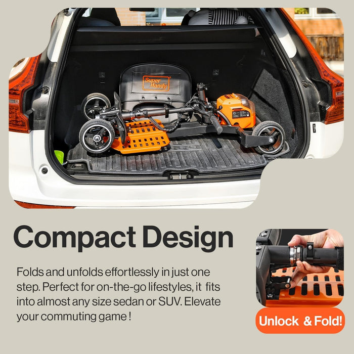 SuperHandy 4-Wheels Passport Pro Mobility Scooter Mobility Scooter - Foldable Travel Mobility Scooter 48V Li-Ion Battery 330lbs Load