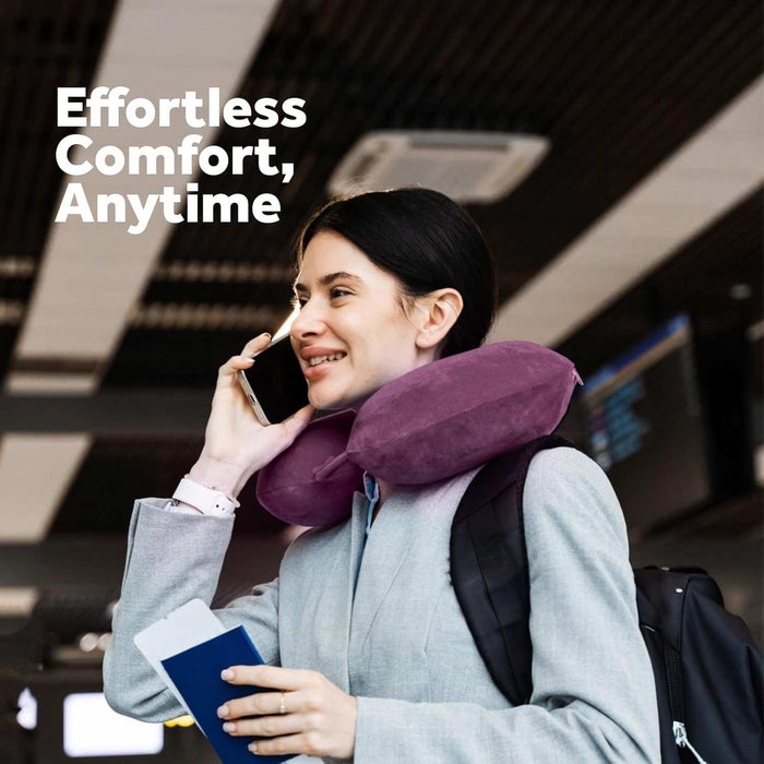 Pursonic Memory Foam Neck Pillow with Eye Mask - Ergonomic Travel