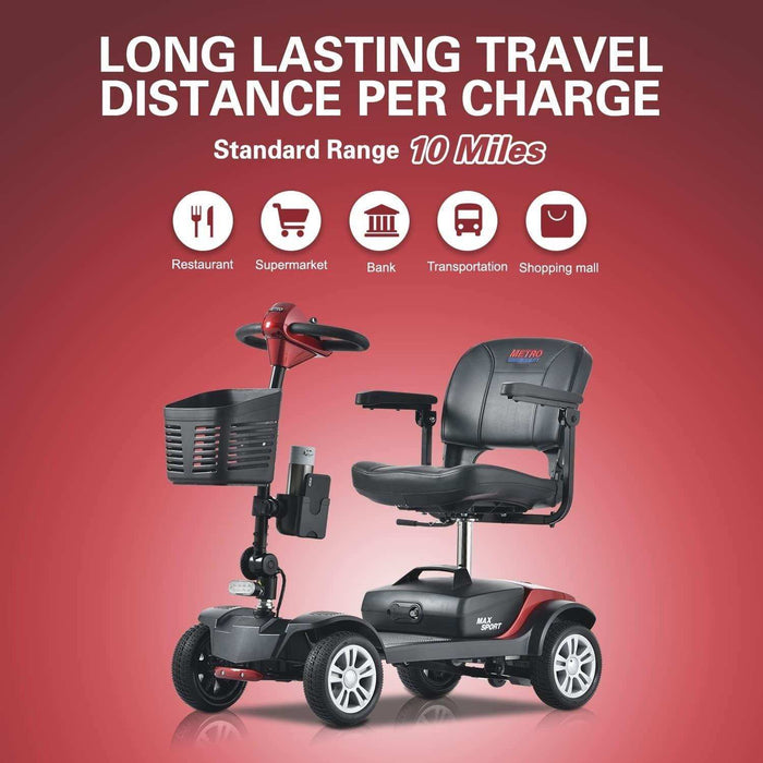 Metro Mobility Max Sport Series 4-Wheel Travel Mobility Scooter - Elvoros