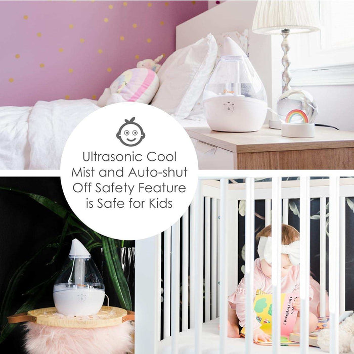 Crane Droplet Ultrasonic Cool Mist Humidifier Clear/White - 0.5 Gallon - Elvoros