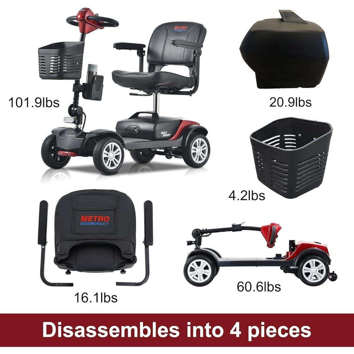 Metro Mobility Max Sport Series 4-Wheel Travel Mobility Scooter - Elvoros