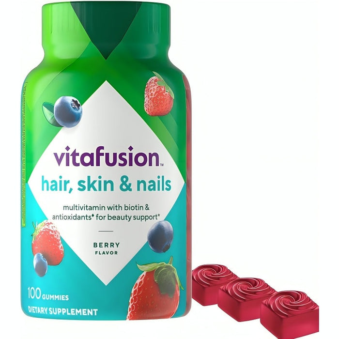 Vitafusion Gorgeous Hair, Skin & Nails Gummy Multivitamin with Biotin Berry Flavor