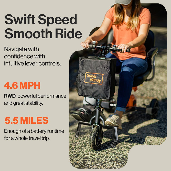 SuperHandy 3 Wheel Power Passport Plus Travel Mobility Scooter - 48V 2Ah Battery 330Lb Capacity