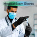FifthPulse Medical Exam Black Nitrile Gloves - 10 Boxes of 100 Count - Elvoros