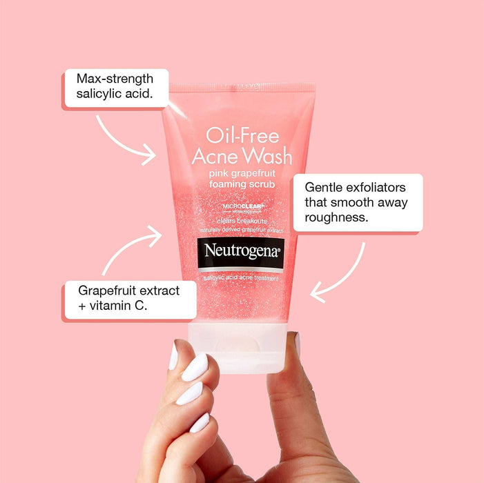 Neutrogena Oil-Free Acne Wash Pink Grapefruit Foaming Scrub - 2 fl oz - Elvoros