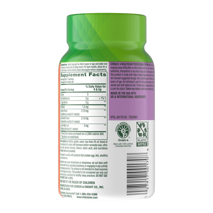 Vitafusion Kids Sugar-Free Melatonin Supplement Gummies Tropical Peach