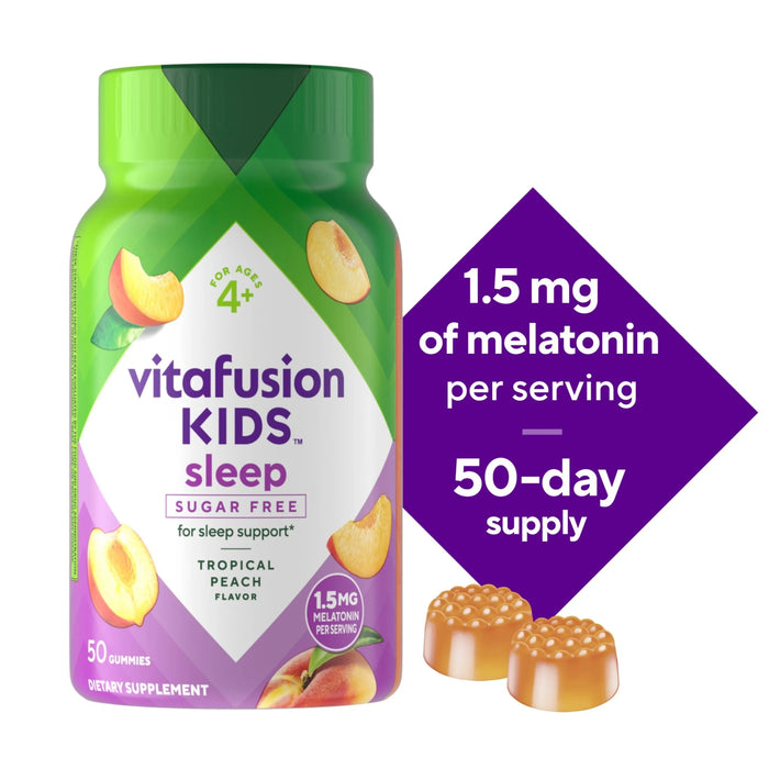 Vitafusion Kids Sugar-Free Melatonin Supplement Gummies Tropical Peach