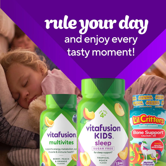Vitafusion Kids Sugar-Free Melatonin Supplement Gummies Tropical Peach