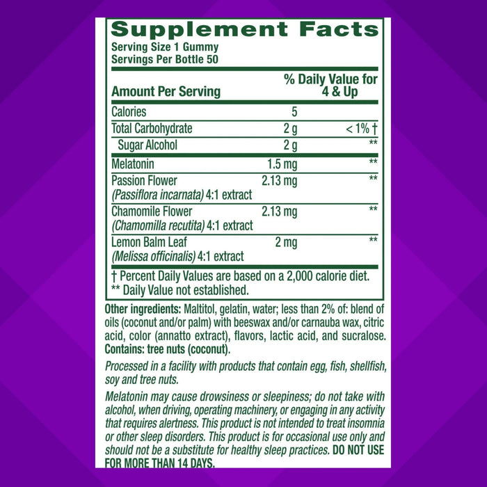 Vitafusion Kids Sugar-Free Melatonin Supplement Gummies Tropical Peach