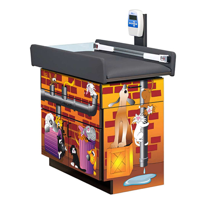 Clinton Complete Alley Cats and Dogs Exam Room Pediatric Scale Table & Cabinets