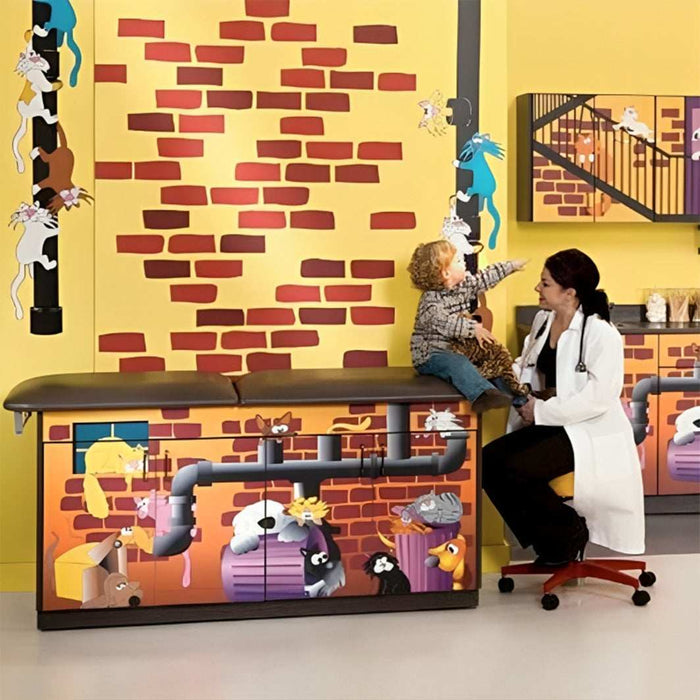 Clinton Complete Pediatric Alley Cats and Dogs Treatment Table and Cabinets Full Exam Room Package