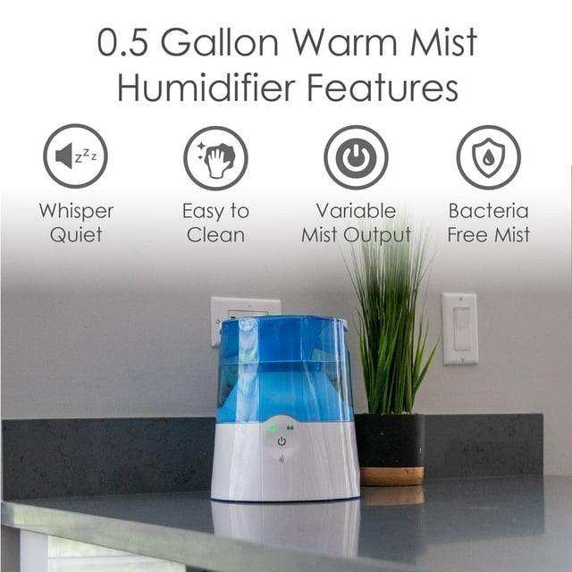 Crane Warm Mist Humidifier 2 Speed Settings - 0.5 Gal. - Elvoros