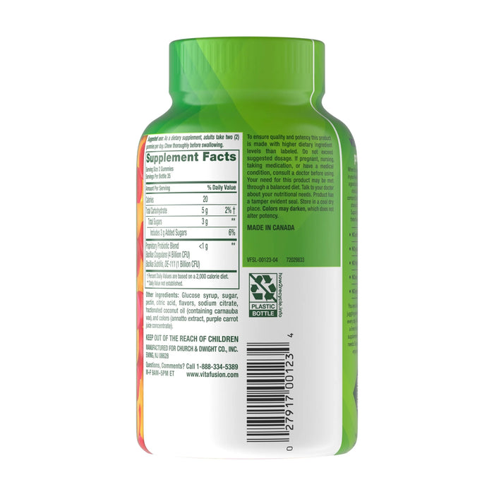 Vitafusion Probiotic Gummy Supplement Berry Peach Mango Flavored