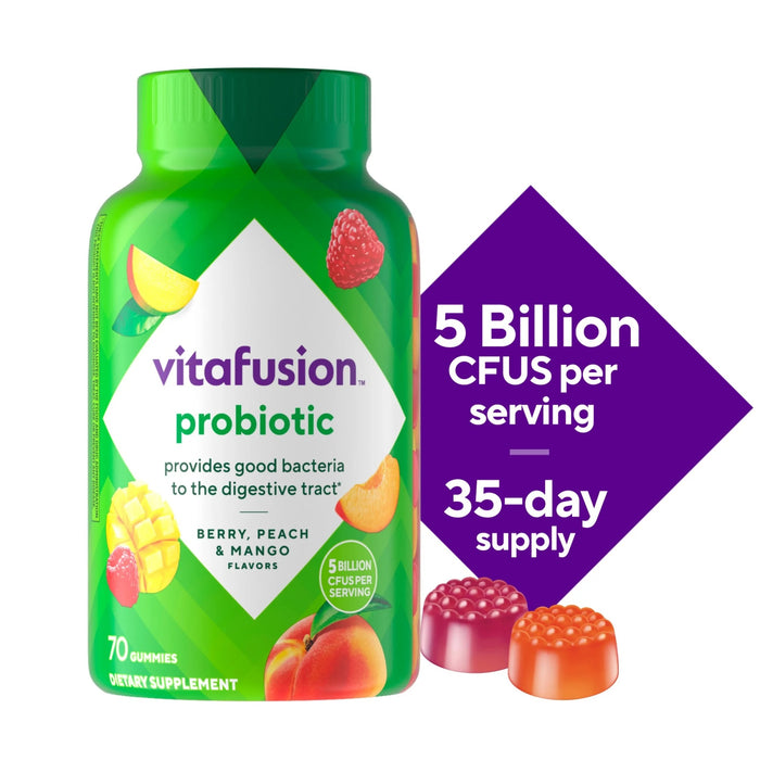 Vitafusion Probiotic Gummy Supplement Berry Peach Mango Flavored