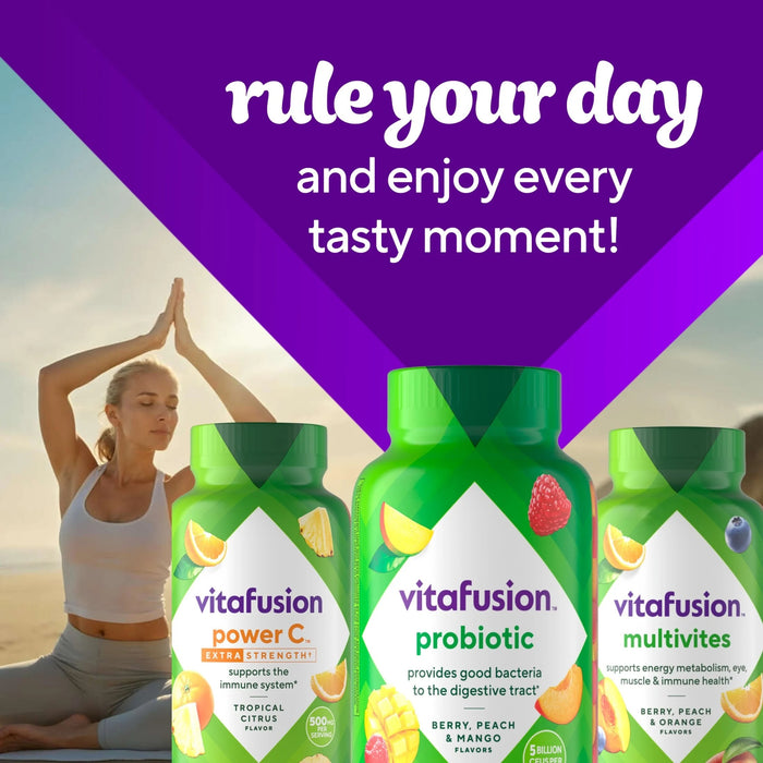 Vitafusion Probiotic Gummy Supplement Berry Peach Mango Flavored