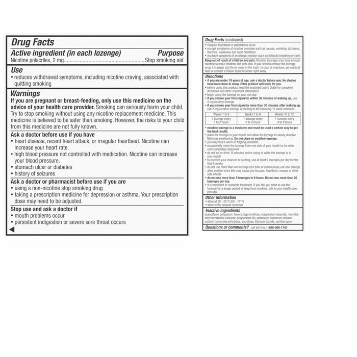 Nicorette 2mg Nicotine Lozenge Stop Smoking Aid Ice Mint - 20Ct