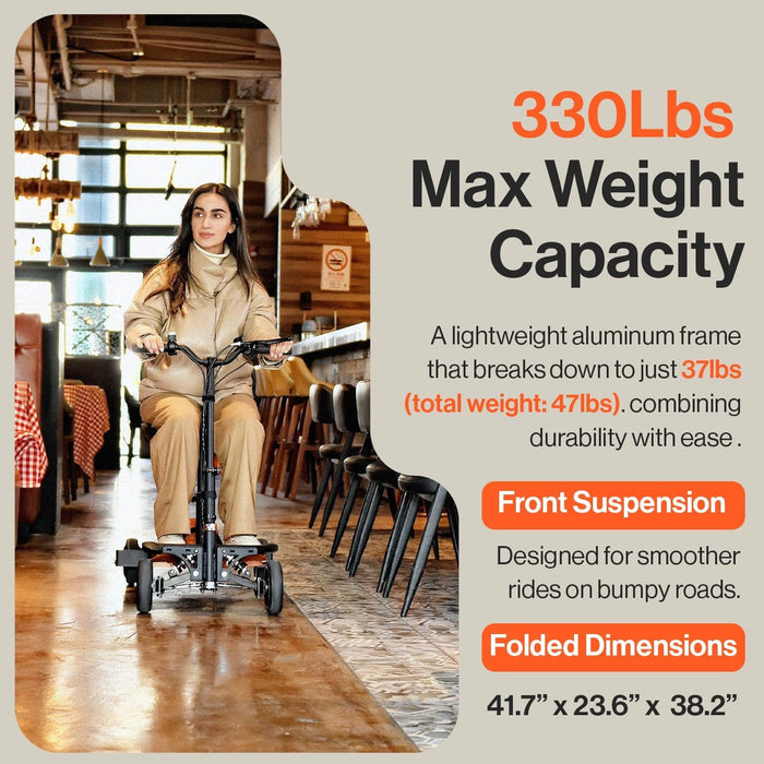 SuperHandy 4-Wheels Passport Pro Mobility Scooter Mobility Scooter - Foldable Travel Mobility Scooter 48V Li-Ion Battery 330lbs Load