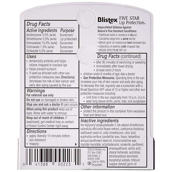 Blistex Five Star Lip Protection SPF30