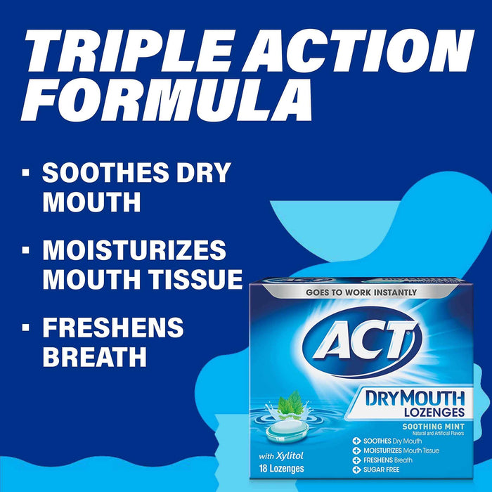 ACT Dry Mouth Lozenges with Xylitol - Soothing Mint