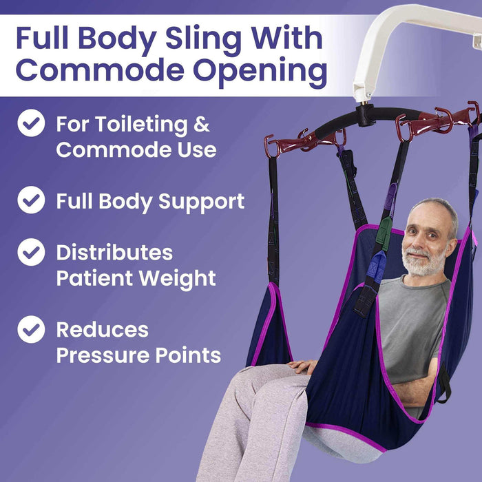 Medacure Universal Full Body Patient Lift Sling with Commode - Elvoros