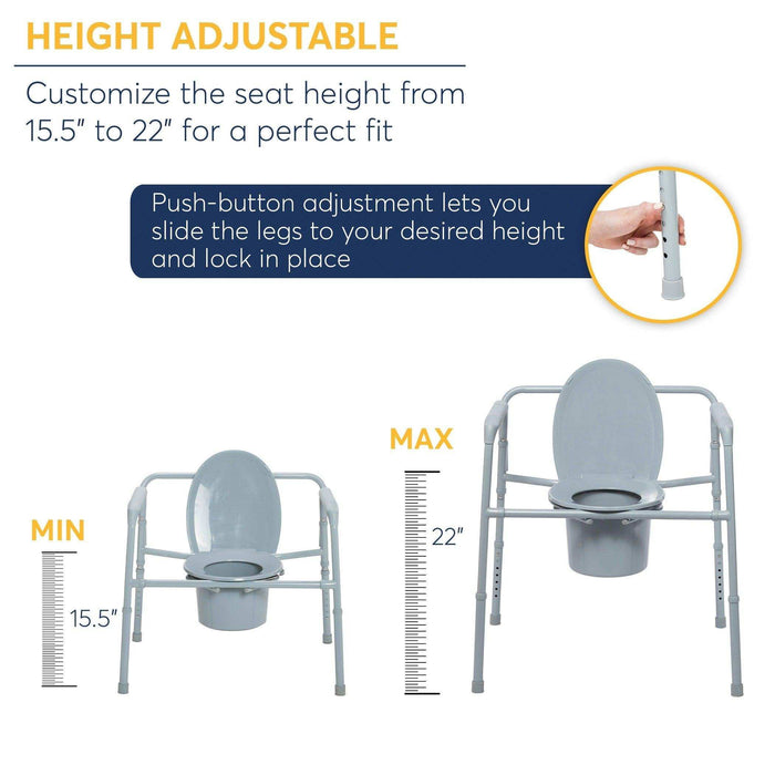 Drive Medical Heavy Duty Bariatric Folding Bedside Commode Chair - Elvoros