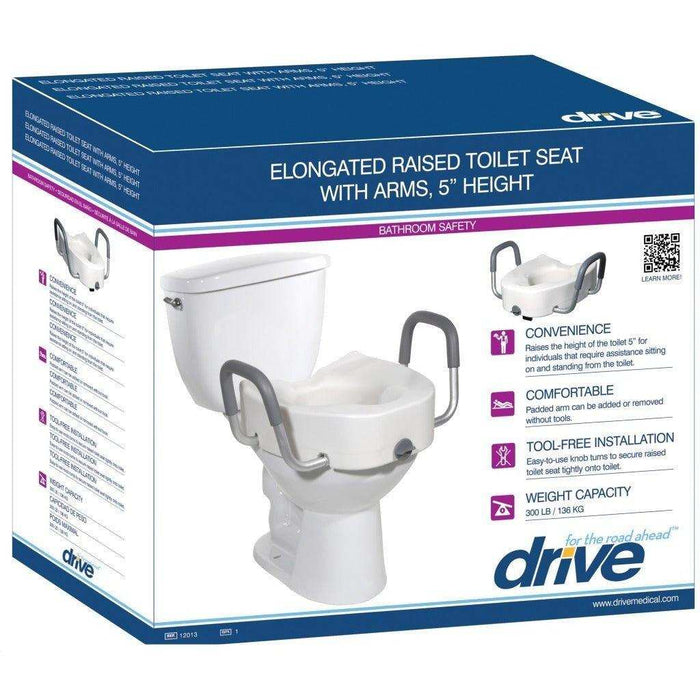 Drive Medical Premium Plastic Raised Toilet Seat - Elongated - Elvoros