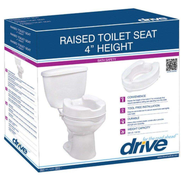 Drive Medical Raised Toilet Seat with Lock and Lid Standard Seat - 4" - Elvoros