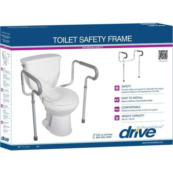 Drive Medical Toilet Safety Frame with Padded Armrests - Elvoros