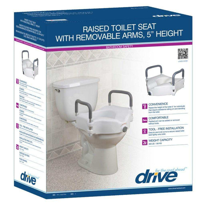 Drive Medical Elevated Raised Toilet Seat with Removable Padded Arms - Elvoros
