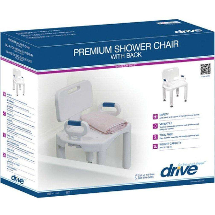 Drive Medical Premium Series Shower Chair with Back and Arms - Elvoros
