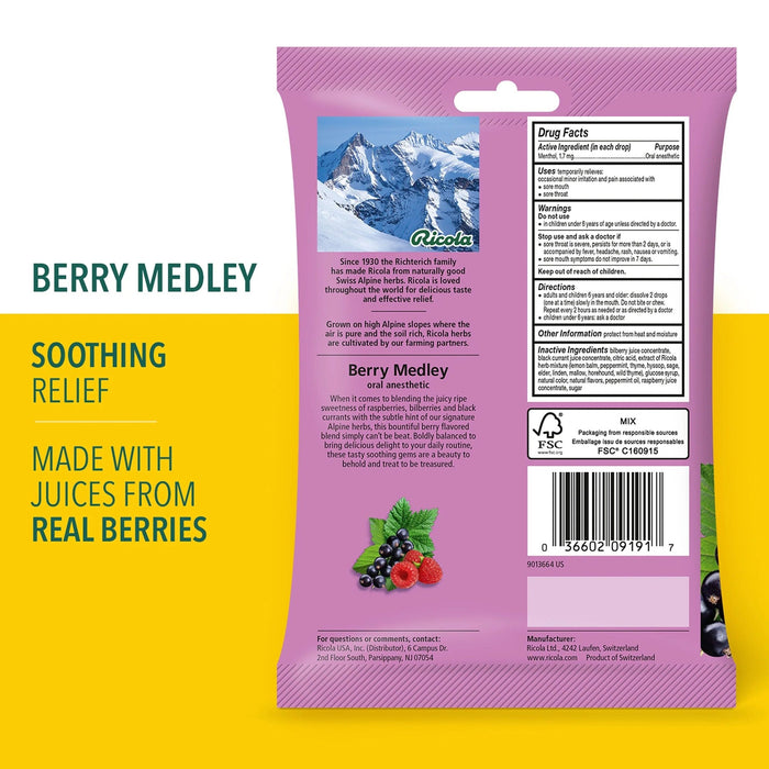 Ricola Berry Medley Cough Drops Lozenge