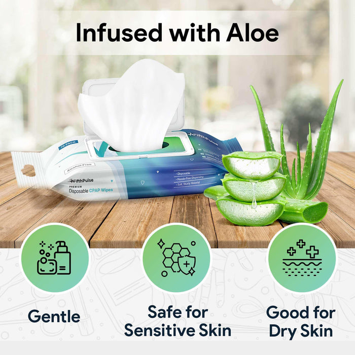 FifthPulse CPAP Mask Wipes - Disposable and Unscented CPAP Wipes - Elvoros