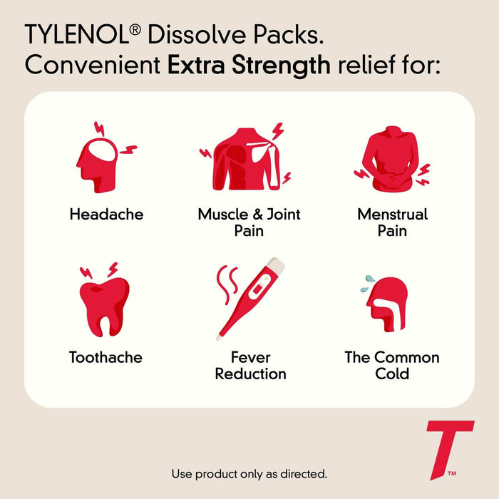 Tylenol Extra Strength Acetaminophen Dissolve Pack Berry - 12 Packets - Elvoros