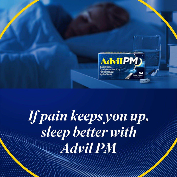 Advil PM Pain Reliever And Nighttime Sleep Aid Caplets - 40 Count - Elvoros