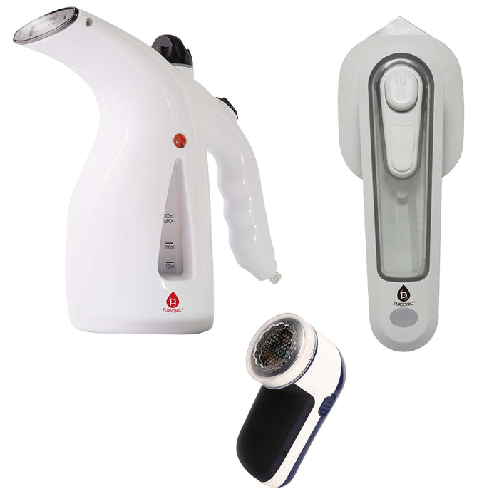 Pursonic Steamer, Mini Iron, and Lint Remover Travel-Ready Fabric Care Trio shophomemed