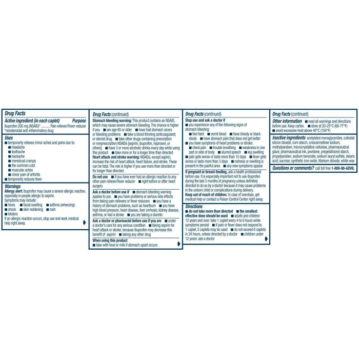 Advil Pain Relievers and Fever Reducer Coated Caplets - 24 Count - Elvoros